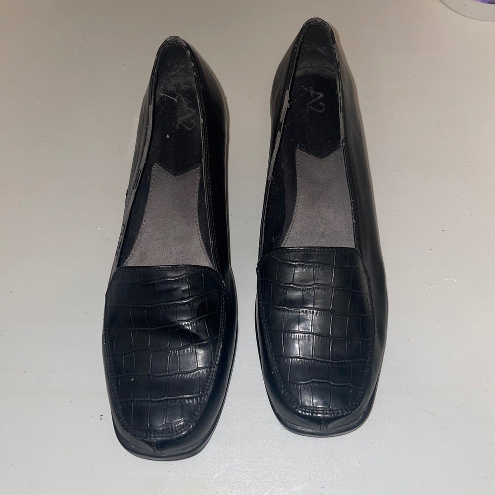 A2 By Aerosole Tempting Black Slip On Low Heel Rest Wedge Womens 10M
